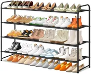 SLEEPING LAMB Long 4-Tier Shoe Organizer for Closet, Stackable Wide Shoe Rack Holds 30-Pairs Low Shoe Shelf Storage for Bedroom, Floor, Entryway(Black)