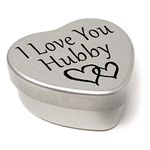 Perfect Way To Say I Love You. Beautiful Mini Silver Heart Tin With Sweets, Present to say I Love You. Tin size 45mm x 45mm x20mm. (I Love You Hubby)