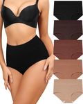 LEVAO Women's High Waist Cotton Underwear Soft Comfy Brief Stretch Ladies Full Coverage Panties 5 Pack S-XXL