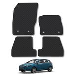 Car Mats Compatible with Ford Focus (2015-2018) [MK3] Tailored Fit Rubber Floor Mat Set Accessory Black Custom Fitted 4 Pieces with Clips - Anti-Slip Backing, Heavy Duty & Waterproof