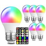 NAWVACE Color Changing Light Bulb with Remote Control, 5W 40W Multi Colored Light Bulb Dimmable 2700K-6000K 450lm E26, 30 Color RGB Light Bulb for Bedroom, Living Room, 6-Pack