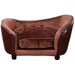 PawHut Luxury Pet Sofa Dog Bed Chair Puppy Cat Kitten Soft Mat Home Indoor Couch House w/ Cushion Coffee (Small)