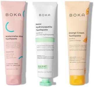 Boka Fluoride Free Toothpaste- Nano Hydroxyapatite, Remineralizing & Whitening- Dentist Recommended for Adult, Kids- Ela Mint, Orange Cream, Watermelon Mint Flavor, 3 Piece Assortment- US Manufactured