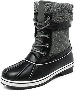 DREAM PAIRS Women's Mid Calf Waterproof Winter Snow Boots Monte,Size 6,Grey,Monte_01