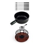 Swissmar Ticino Cast Iron Fondue Set with Enameled Interior, 2L / 2 QT – 9-Piece Cheese & Chocolate Fondue Pot with Forks, Burner & Beechwood Base – Perfect for Family Gatherings & Gift Giving – Green