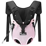 Pawaboo Pet Carrier Backpack, Adjustable Pet Front Backpack Cat Dog Carrier Backpack Safety Travel Bag, Legs Out, Easy-Fit for Traveling Hiking Camping for Small Medium Dogs Puppies - Medium, Pink