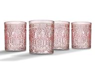 Jax Double Old Fashioned Beverage Glass Cup by Godinger - Pink - Set of 4