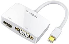 UGREEN Mini DisplayPort to HDMI VGA Adapter, 4K Thunderbolt 2 Adapter 2 in 1 Mini DP Converter Compatible with MacBook Pro MacBook Air iMac Surface Pro 1 2 3 4 6 Surface Laptop 2 ThinkPad X1, White