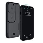 Spy-Fy iPhone 13 Pro Case with Camera Covers Front and Rear | Protect Your iPhone and Privacy | 6-Foot Drop Proof | 6,1 Inch | Camera Protection by Valenta. Black