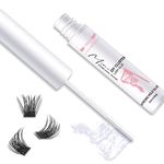 Cluster Lash Glue, Clear Individual Cluster Lashes Glue for DIY Eyelash Extension Lash Bond Glue Mascara Wand Super Strong Hold 48 Hours WaterProof Latexfree (5ml, Clear)