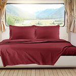 RV/Short Queen Bed Sheets Set Bedding Sheets Set for Campers, 4-Piece Bed Set, Deep Pockets Fitted Sheet, 100% Luxury Soft Microfiber, Hypoallergenic, Cool & Breathable, Burgundy