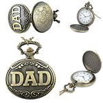 GT Gala Time Pocket Analog Watch Gift | Dad Embossing | Numerical Dial | Metal Keychain Design | Bronze | Vintage | Antique Style Gandhi Analog Watch For Men Father, Dial_White, Band_Multicolor