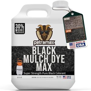 PetraTools Black Mulch Dye, 3,600 Sq Ft Coverage - Mulch Dye Black, Black Mulch for Landscaping, Black Mulch for Garden Beds, Wood Mulch Dye, Permanent Mulch Paint & Playground Bark Mulch (32 Oz)