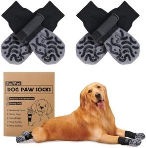 Roilpet Grippy Non-Slip Dog Socks to Prevent Licking Paws - Strong Traction for Hardwood Floors, Senior Dogs, Paw Protector, Prevent Scratching, Thick Anti Slip Dog Socks - Size Large