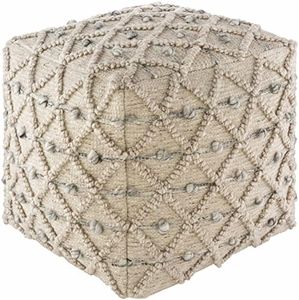 Hauteloom Serpentine Foot Rest Stool - Ottoman Decorative Cotton Pouf - Light Brown, Beige - 18" x 18" x 18"