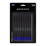 Pentonic 0.7 mm Ball Pen Blister Pack | Black Body | Blue Ink | Set of 10 Pens