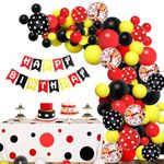 Cartoon Mouse Balloons Garland Arch Kit, Red Black Yellow Confetti Balloons for Cartoon Mouse Theme Birthday Party Supplies Decorations for Kids Girls Boys Birthday Party Favors