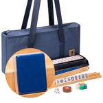 Yellow Mountain Imports American Mahjong Set, Indigo Tides - Blue Soft Case, 4 All-in-One Racks with Pushers, Wright Patterson Scoring Coins, Dice, & Wind Indicator