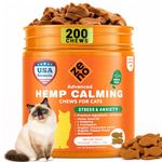 ZENO Hemp Calming Chews for Cats Anxiety 200 pcs - for Travel, Stress, Check-up, Barking or Grooming - Feline Anxiety Relief with Melatonin - Cat Calming Treats - Salmon