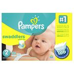 Pampers Swaddlers Diapers Size 2, 186 Count