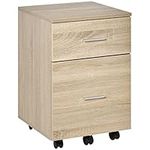 Vinsetto Mobile File Cabinet, 2-Drawer Filing Cabinet with Wheels, for Letter or A4 File, Study Home Office, Natural