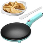 Baker’s friend Instant Crepe Maker with Handle, Electric Crepe Maker Machine, Crepera Electrica, 8 Inch Non-stick Cooking Surface, 230V, UK Plug, Aqua,