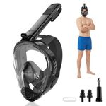 Proberos® Full Face Snorkel Mask for Teens & Adult, 180 Degree Panoramic HD Anti Fog Snorkeling Mask with with Dry Top Breathing System & Camera Mount Rack, for Snorkeling Diving Sightseeing, Size-L