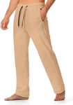 JMIERR Men's Casual Sweatpants Elastic Waist Straight Leg Yoga Pants 2024 Stylish Lightweight Lounge Pants with Pockets,US34(M),Khaki