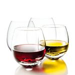 MOFADO Stemless Crystal Wine Glasses - (Set of 4) 15oz - Stable, Sturdy & Durable - for Red and White Wine