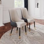 POVISON Dining Chairs Set of 8, 38" Faux Leather Upholstered Bar Chairs with Metal Legs, Modern High-Back Side Chairs for Living Room, Pub, Coffee, Home, and Kitchen (Black)
