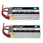HRB 2Packs 6S 3300mAh 22.2V 60C LiPo Battery Pack with XT60 Plug for RC Car Boat Truck Heli Airplane