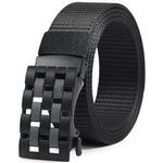 Men's Ratchet Web Belts,Outdoors Hiking Tactical Belt for Men,Nylon No Holes Golf Belts with Automatic Buckle (B-Black, 36" to 42" Waist Adjustable)