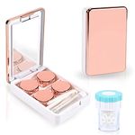 Vordrassil MC2 Contact Lens Case with Manual Contact Lens Cleaner Machine, Portable Contact Box with Mirror Tweezers Remover Tool Solution Bottle for Daily Outdoor Travel. (Rose)