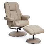 Morris Living The Denver Swivel Recliner Chair & Footstool - Genuine Leather - Pebble