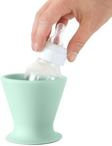 Ingenuity Bokee Baby Bottle Holder Hands Free – One-Hand Bottle or Sippy Cup Prep for Infant to Toddler, Green-Blue
