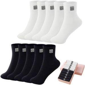 HUGSWEET Thin Soft Cotton Crew Socks for Women Ankle above Bootie Socks Gifts for Women 5-10 Pairs