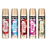 Impulse 5-Pack Body Spray 75ml (Instant Crush, Tease, True Love, Very Pink and Hint of Musk Body Spray Set) Dermatologically Tested Women's Body Sprays. Perfect Body Sprays for Active Women on the Go.