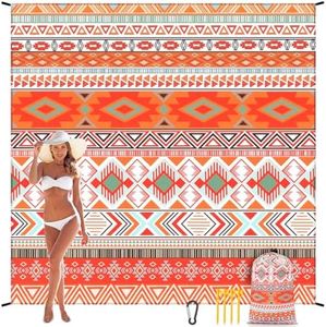 WIWIGO Beach Blanket Waterproof Sandproof Beach Mat 79" X 83"/10'x9'for 2-8 Adults Quick Drying Outdoor Picnic Mat Beach Accessories for Travel, Camping, Hiking