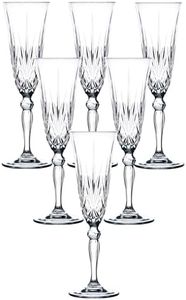 Lorren Home Trends Lorenzo Crystal Melodia Collection Wine Glass Set by RCR, 6 Count (Pack of 1), Flute