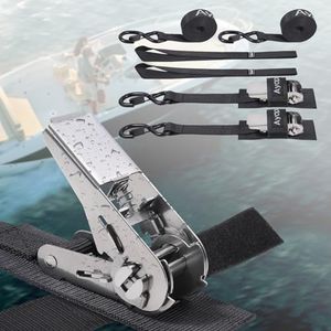 Ayaport Stainless Steel Ratchet Tie Down Straps with Hooks 10ft Heavy Duty Ratcheting Tie Downs for Motorcycle, Roof Rack, Dirt Bike, Truck (Black, 1" x10'-2pcs)