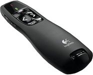 Logitech R400 Wireless Presentation Remote, 2.4 GHz, USB-Receiver, Red Laser Pointer, 15-Meter Operating Range, 6 Buttons, Intuitive Slideshow Control, Battery Indicator, PC - Black