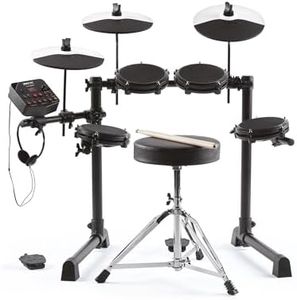 Alesis Drums Debut Kit – Electric Drum Kit with 4 Quiet Mesh Electronic Pads, 120 Sounds, Drum Sticks, Stool, Headphones, and Lessons