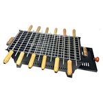 NE GRILLS DELUXE Charcoal barbeque grill set, Foldable Legs style charcoal grill, Barbecue grill set for home use tandoor for home and picnic use with 12 skewers,1ss grill,1tray. (Made in INDIA)