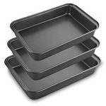 STARVAST Non Stick Oven Baking Trays, 3 Pieces Carbon Steel (PFOA Free) Roasting Tins Pans - Black