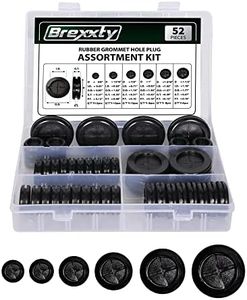 Brexxty 52 PCS Rubber Grommets for Wiring (Black) – Rubber Grommet Kit in 6 Assorted Drill Hole Sizes of 5/8" 13/16" 7/8" 1" 1-3/16" 1-1/2" – Rubber Hole Plugs for Automotive & Hardware Repair