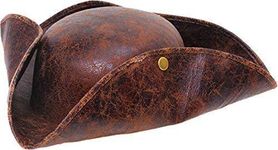 Bristol Novelty Adult Christmas Party Headwear Ancient Look Tricorn Pirate Jack Hat Brown UK