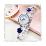 Acnos Stainless Steel Premium Bracelet Flower Stone Silver Darkblue Bracelet Silver Blue Flower Stone Studded Gift On Girls Watch For Women Analog Watch For Girls Pack Of 1, White Dial, Silver Band