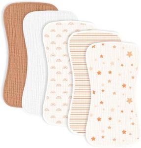 MairMore 5 Pack Muslin Baby Burp Cloths- Neutral Muslin Burping Cloths for Baby Boys Girls and Newborn Towel, Unisex- Large Absorbent Burp Cloths-20x10 Inches