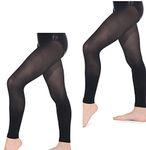 Mytoptrendz® 2 Pair Pack Semi Opaque Ultra Soft Footless Tight for Women Dance and Fashion Semi Opaque Leggings Pantyhose (Large, Black)