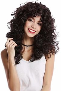 WIG ME UP -0051-P30/P103 Parrucca Donna Carnevale Halloween Super voluminosa Ricci Chioma riccia Criniera Mix Nero Castano Lunga